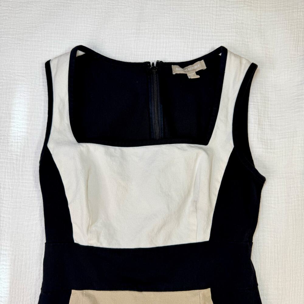 Banana Republic Sloan Colorblock Dress Black Cream Women’s 2P Petite Officewear - Picture 4 of 16